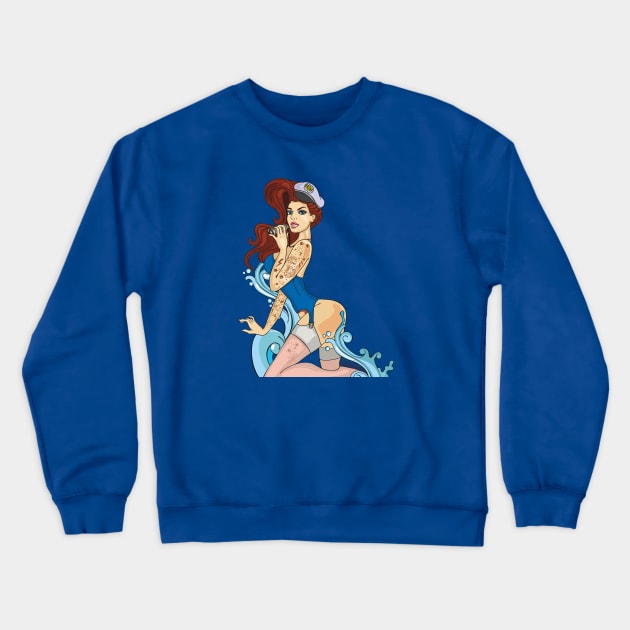 Redhead Sailor Girl Crewneck Sweatshirt by idiotstile